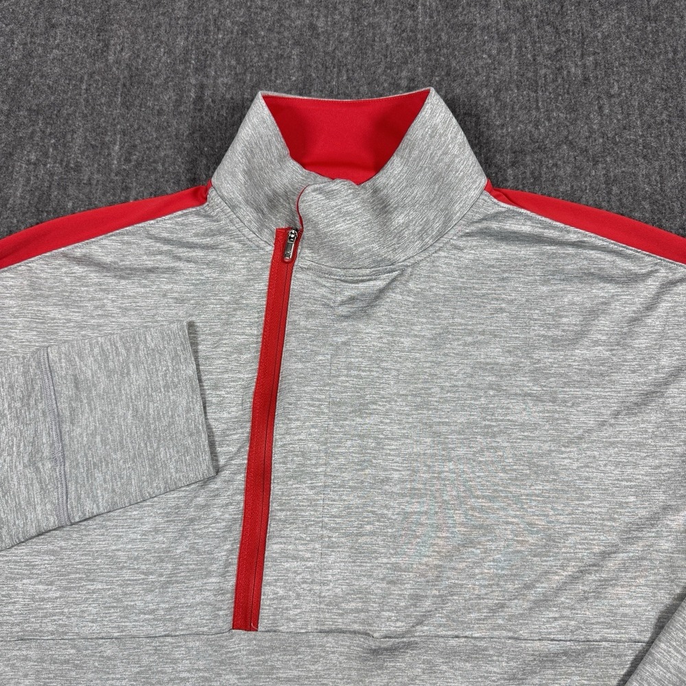 Under Armour Men's XL 1/4 Zip Pullover Loose Fit Gray Red Long Sleeve Athletic